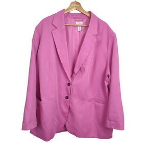 H&M Blazer Womens 2XL Pink Double Button Lined Classic Suit Jacket XXL Pockets